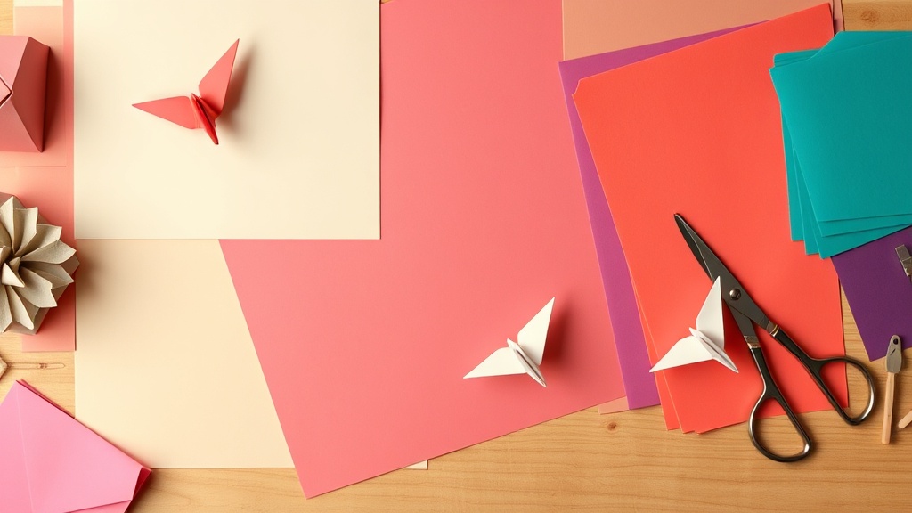 Colorful origami paper craft studio desk